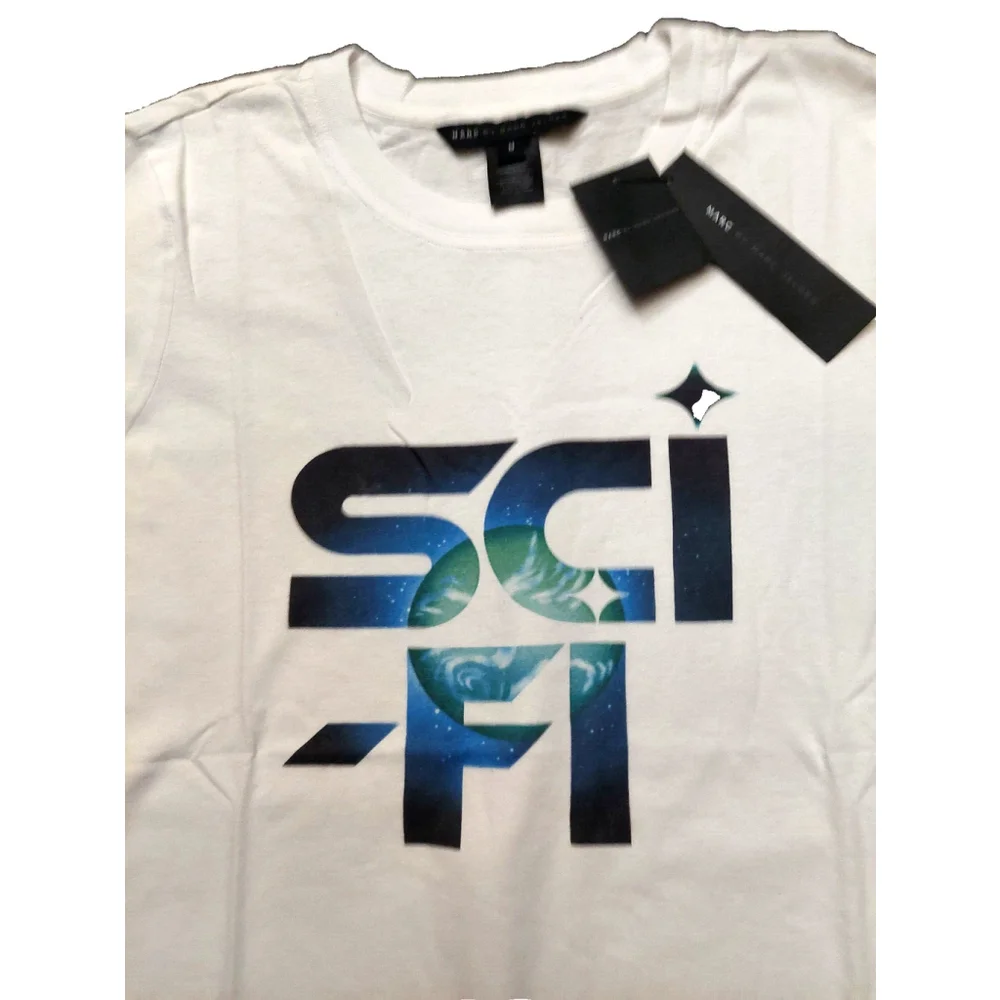 Marc by Marc Jacobs Long Sleeve White Cotton Graphic Sci-Fi Tee Shirt Sz…